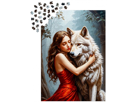 Puzzle 1000 piese Enjoy – Lady and the Wolf [2]