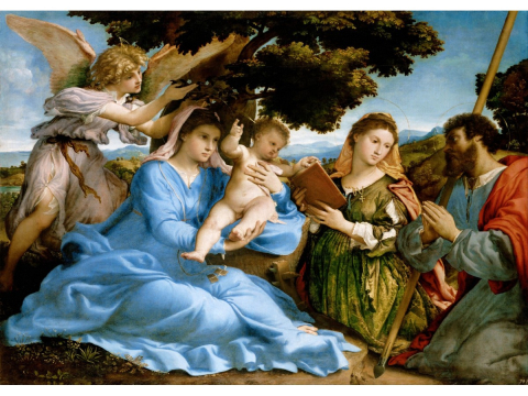 Puzzle 1000 piese Enjoy – Lorenzo Lotto: Madonna and Child with Saints Catherine and Thomas [1]
