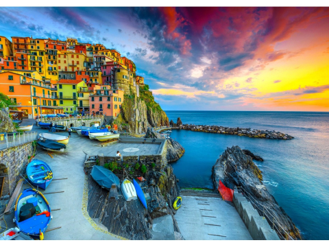 Puzzle 1000 piese Enjoy – Manarola Harbor at Sunset, Cinque Terre, Italy [1]