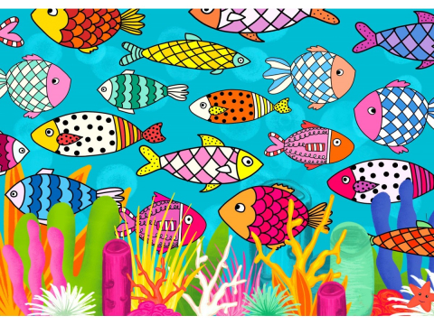 Puzzle 1000 piese Enjoy – Patterned Fishes [1]