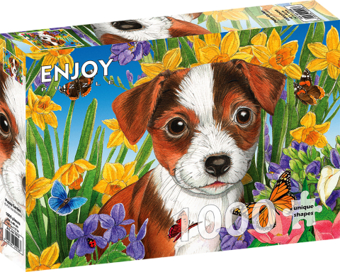Puzzle 1000 piese - Puzzle 1000 piese Enjoy – Puppy Garden