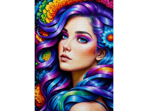 Puzzle 1000 piese Enjoy – Rainbow Flower Portrait [1]