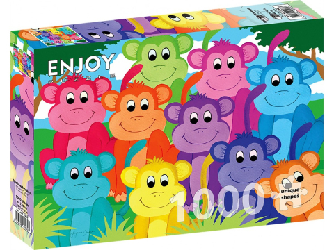 Puzzle - Puzzle 1000 piese Enjoy – Rainbow Monkeys
