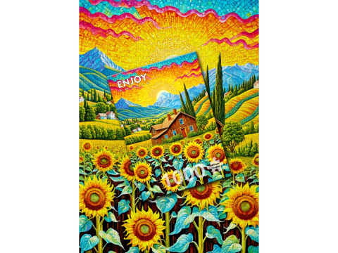 Puzzle 1000 piese Enjoy – Sunflower House [3]