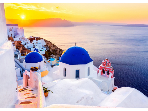 Puzzle 1000 piese Enjoy – Sunrise over Santorini, Greece [1]