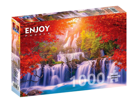 Puzzle - Puzzle 1000 piese Enjoy – Thee Lor Su Waterfall in Autumn, Thailand