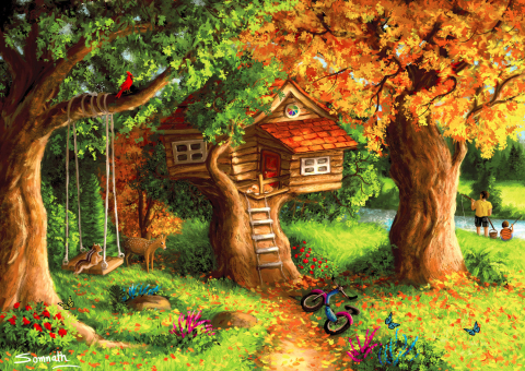 Puzzle 1000 piese Enjoy – Tree House [1]