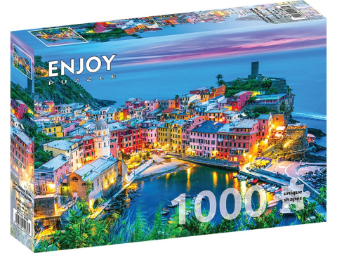 Puzzle 1000 piese - Puzzle 1000 piese Enjoy – Vernazza at Dusk, Cinque Terre, Italy