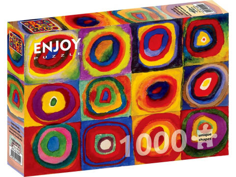 Puzzle 1000 piese - Puzzle 1000 piese Enjoy – Wassily Kandinsky: Color Study, Squares with Concentric Circles