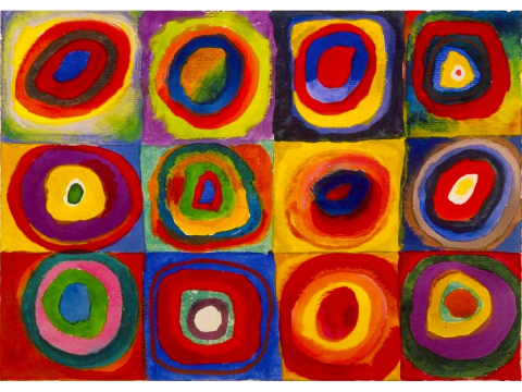 Puzzle 1000 piese Enjoy – Wassily Kandinsky: Color Study, Squares with Concentric Circles [1]