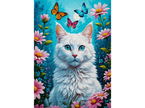 Puzzle 1000 piese Enjoy – White Cat [1]