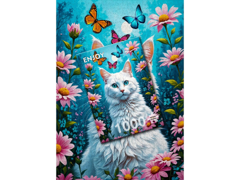 Puzzle 1000 piese Enjoy – White Cat [3]