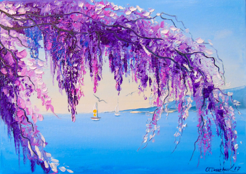 Puzzle 1000 piese Enjoy – Wisteria by the Sea [1]