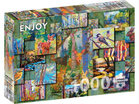 Puzzle - Puzzle 1000 piese Enjoy – Woodland Collage