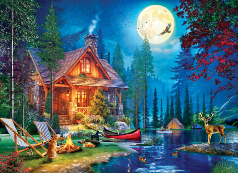 Puzzle 1000 piese Eurographics Moon Lake Cabin [1]