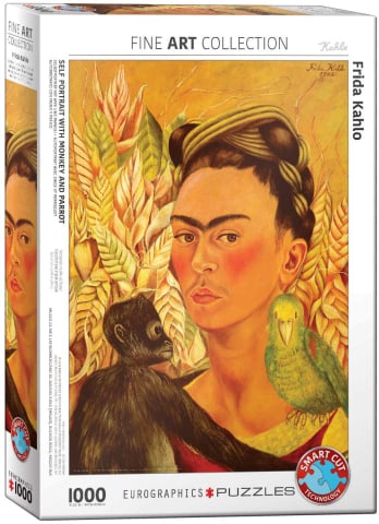 Noutati - Puzzle 1000 piese Eurographics Self Portrait with Monkey and Parrot Frida Kahlo