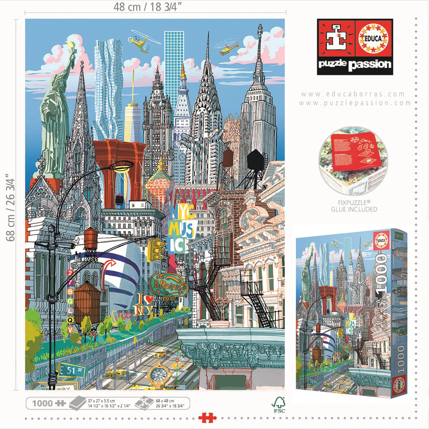 Puzzle 1000 piese – New York City (ilustratie urbana) – Educa [1]