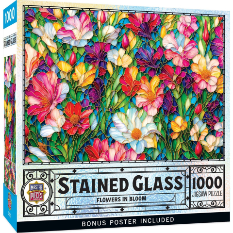 Puzzle 1000 piese - Puzzle 1000 piese Stained Glass Flowers in Bloom