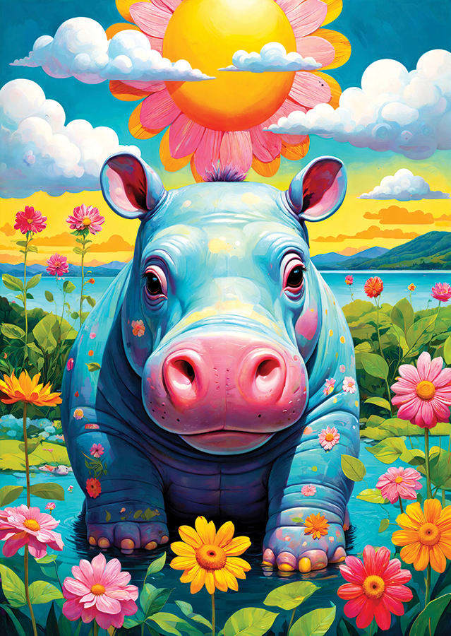 Puzzle - Puzzle 1000 piese – Sunny Hippo – Enjoy