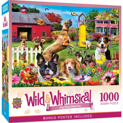 Puzzle 1000 piese - Puzzle 1000 piese Wild & Whimsical Dog Gone Good Day