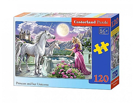 Puzzle 120 piese - Puzzle 120 piese Printesa cu unicorni 13098