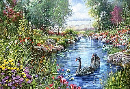Puzzle 1500 piese - Puzzle 1500 piese Black Swans Andres Orpinas 151042