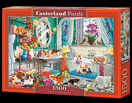Puzzle - Puzzle 1500 piese Crazy pet bath 152094  Castorland