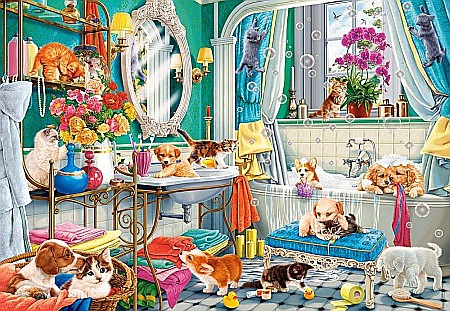 Puzzle 1500 piese Crazy pet bath 152094  Castorland [1]