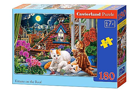 Puzzle 180 piese - Puzzle 180 piese Kittens on the Roof 18499 Castorland