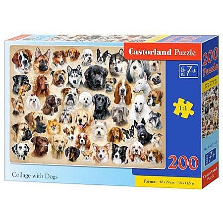 Puzzle cu 200 piese - Puzzle 200 piese Collage with Dogs - Castorland 222162