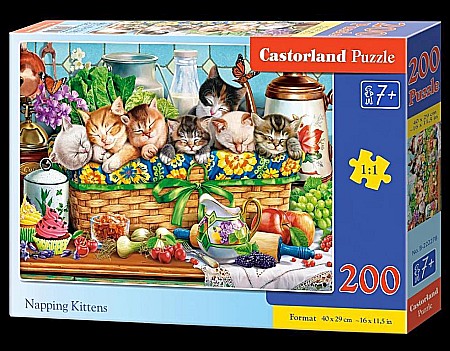 Puzzle cu 200 piese - Puzzle 200 piese Napping Kittens 222278 Castorland
