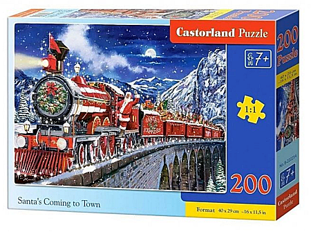 Puzzle cu 200 piese - Puzzle 200 piese Santas Coming to Town 222254 Castorland