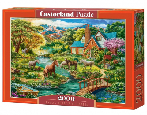 Puzzle - Puzzle 2000 piese Idyllic House with Horses 200931 Castorland
