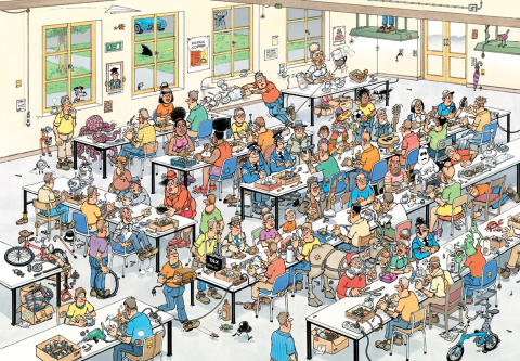 Puzzle 2000 piese Jumbo Jan van Haasteren Can We Fix It [1]