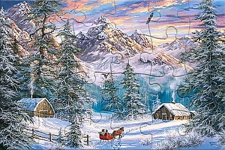 Puzzle 24 piese carte postala Mountain Christmas 900480 Castorland [1]