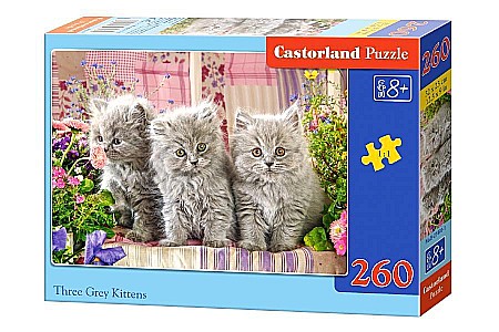Puzzle 260 piese - Puzzle 260 piese Trei Pisicute Gri 27491
