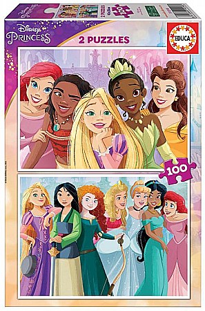 Puzzle 4 in 1 - Puzzle 2x100 piese Disney Princess Educa 19298