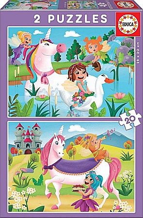 Puzzle 20 piese - Puzzle 2x20 piese Junior Unicorns & Fairies 18064