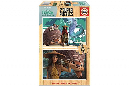 Puzzle din lemn - Puzzle 2x25 Piese Lemn Raya and the Last Dragon EDUCA 18878