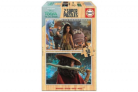 Puzzle - Puzzle 2x50 Piese Lemn Raya and the Last Dragon EDUCA 18879