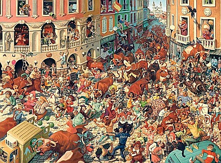 Puzzle 3000 piese Bull Run in Pampeluna - Art Collection Castorland 300648 [1]