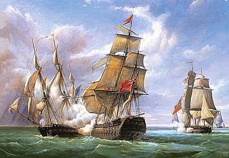 Puzzle - Puzzle 3000 piese Combat between the French and English Vessels 300037