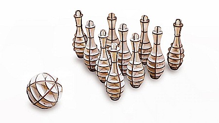 Puzzle 3D Lemn Mini Bowling Eco Wood Art [1]