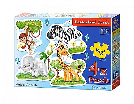 Puzzle 4 in 1 - Puzzle 4 in 1 (3+4+6+9 piese) African Animals 5017