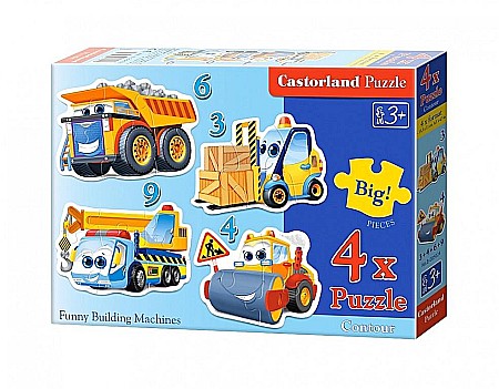 Puzzle 4 in 1 - Puzzle 4 in 1 (3+4+6+9 piese) Funny Building Machines 5024