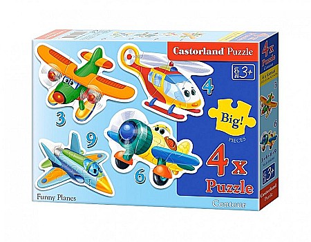 Puzzle 4 in 1 - Puzzle 4 in 1 (3+4+6+9 piese) Funny Planes 5048
