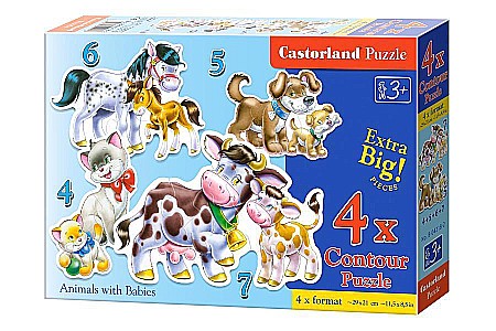 Puzzle 4 in 1 - Puzzle 4 in 1 (4+5+6+7 piese) Animal Babies 4218