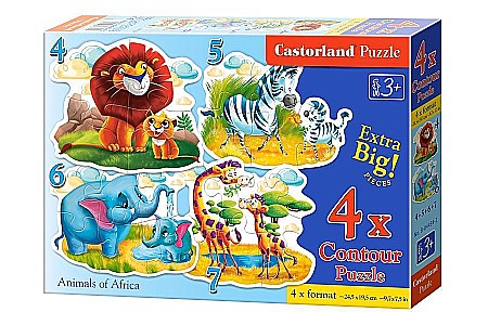 Puzzle 4 in 1 - Puzzle 4 in 1 (4+5+6+7 piese) Animalele Africii 4454
