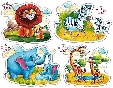 Puzzle 4 in 1 (4+5+6+7 piese) Animalele Africii 4454 [1]
