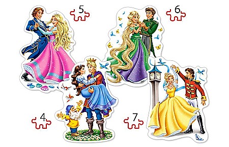 Puzzle 4 in 1 (4+5+6+7 piese) Printesele Indragostite 04461 [1]